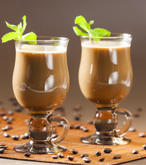 cups of coffee with coffee beans