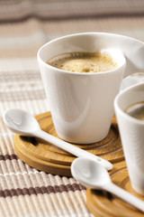 cups of coffee on place mats