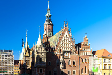 Fototapeta premium Town Hall on Main Market Square, Wroclaw, Silesia, Poland