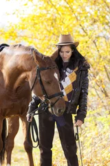 Foto op Canvas equestrian with her horse in autumnal nature © Richard Semik