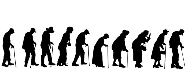 Vector silhouette of old people.