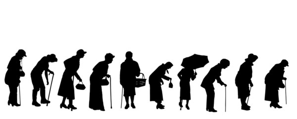 Vector silhouette of old people.