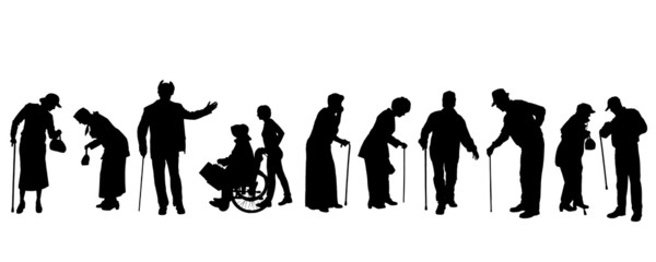 Vector silhouette of old people.
