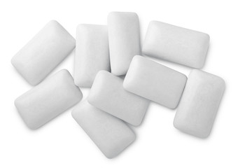 Chewing or bubble gum isolated on white with clipping path