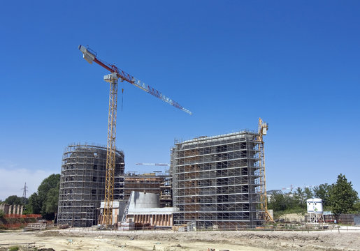 Scaffolding on a construction site of a new building