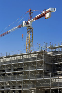 Scaffolding on a construction site of a new building