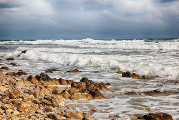 Storm on the sea after a rain