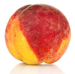 ripe peach isolated on white.