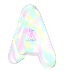 3d transparent letter A colored with pastel colors
