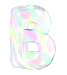 3d transparent letter B colored with pastel colors