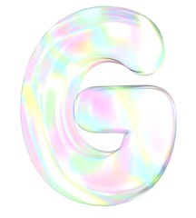 3d transparent letter G colored with pastel colors