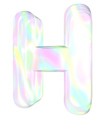 3d transparent letter H colored with pastel colors
