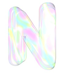 3d transparent letter N colored with pastel colors