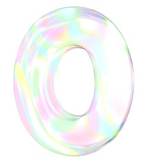 3d transparent letter O colored with pastel colors