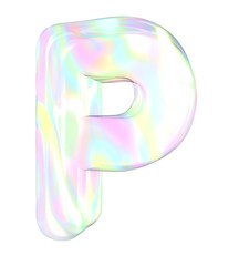 3d transparent letter P colored with pastel colors
