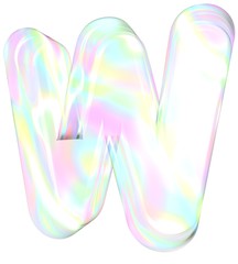 3d transparent letter W colored with pastel colors
