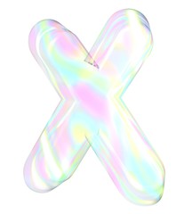 3d transparent letter X colored with pastel colors
