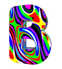3d letter B colored with bright colors