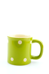 Green mug isolated white background