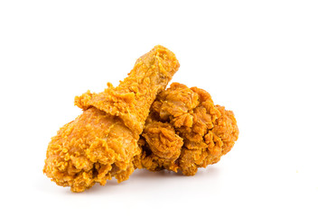 Fried chicken isolated white background