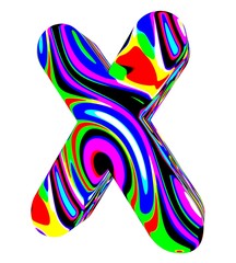 3d letter X colored with bright colors