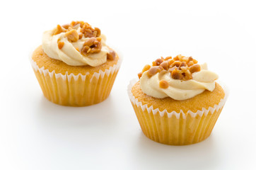 Nuts cupcake isolated on white background