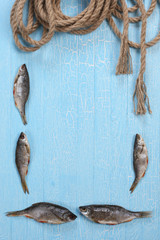 frame from dried fish and twisted rope