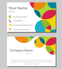 Colorful business card with icons