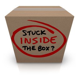 Stuck Inside the Box Stale Unoriginal Ideas Same Bureaucracy - obrazy, fototapety, plakaty