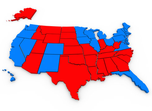 Red Vs Blue United States America Map Presidential Election