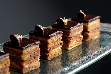 French gourmet coffee cake with real gold leaves