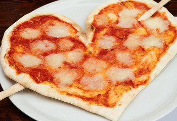 lovely food - pizza in shape of heart with arrow