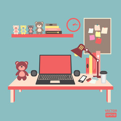 Flat vector of office set