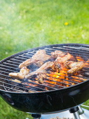 Grilled prawns on fire