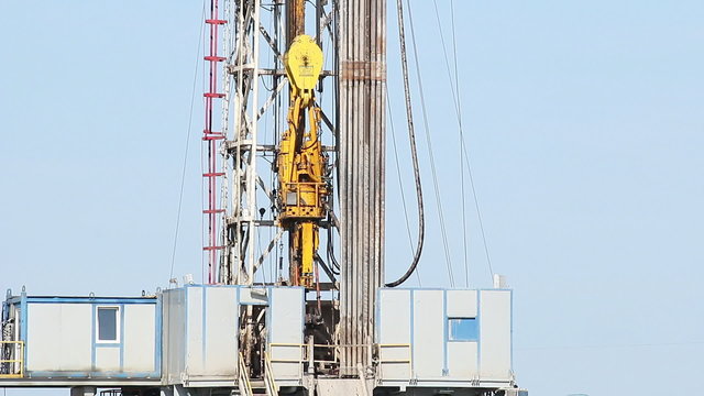 land oil drilling rig close up