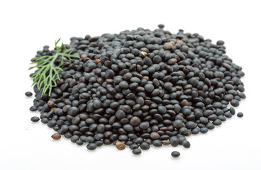 Black lentils heap