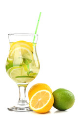 Refreshing cocktail isolated on white