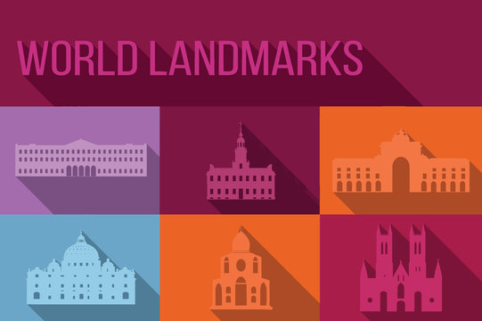 World landmarks, famous buildings, Europe, America, Asia