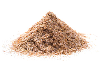 Pile of wheat bran isolated on white background