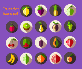 Fototapeta na wymiar Fruits icons flat