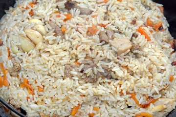 Pilaf or pilau with lamb and rice.