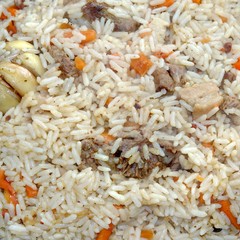 Pilaf or pilau with lamb and rice.