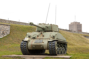 Fototapeta na wymiar Military tank in a fort, Citadelle Of Quebec, Quebec City, Quebe