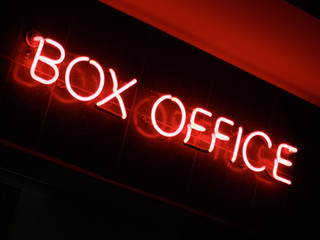 Low angle view of neon sign of Box Office