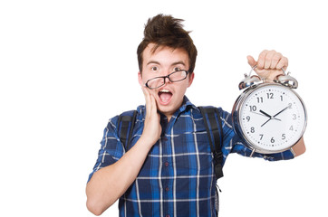 Student missing his studying deadlines on white