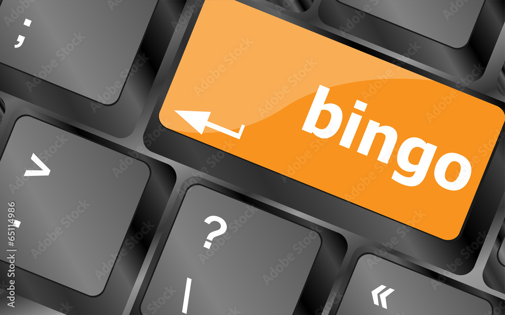 Poster bingo button on computer keyboard keys