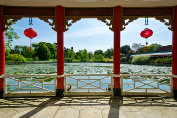Naklejka premium japanese style terrace garden