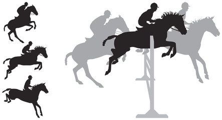 Horse jumping silhouettes