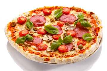 Pizza on white background
