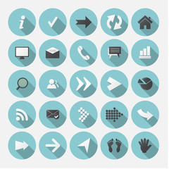 Round flat icons arrow, long shadows #2